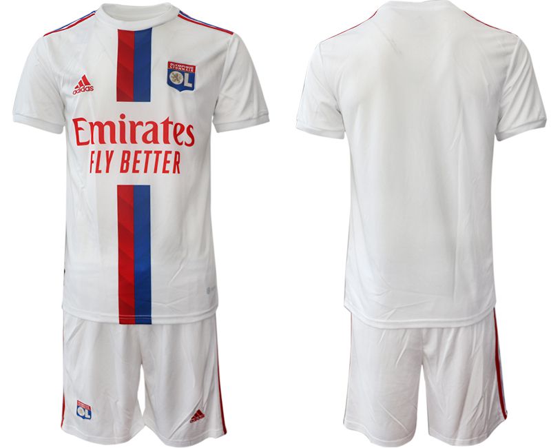 Men 2022-2023 Club Lyon home white blank Soccer Jersey